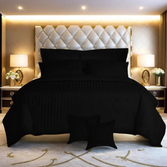 BLACK stripe summer comforter set-8 pcs